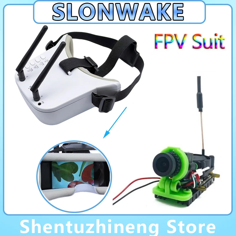 FPV 레이싱 드론용 듀얼 안테나 FPV VR 안경, 비디오 모니터 안경, 1000mW 조절 가능 VTX 1000TVL FPV 카메라, 5.8G 48CH