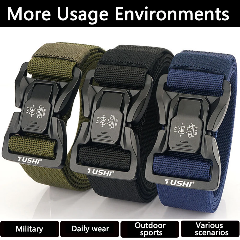 TUSHI Genuine New Tactical Belt Quick Release Outdoor Military Belt Soft Real Nylon Sports Accessories Men And Women Black Belt