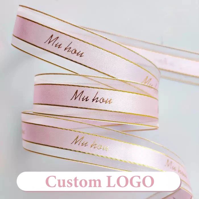 Custom LOGO Ribbon Gauze Personalized Text Name Print Tape Gift Packaging Wedding Supplies Handicraft Handmade DIY Decoration