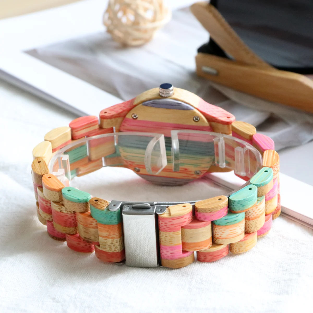 Bamboo Women's Watches Multicolor Wood Bracelet Natural Women's Clock Quartz Wrist Watch for woman Ladies Gifts