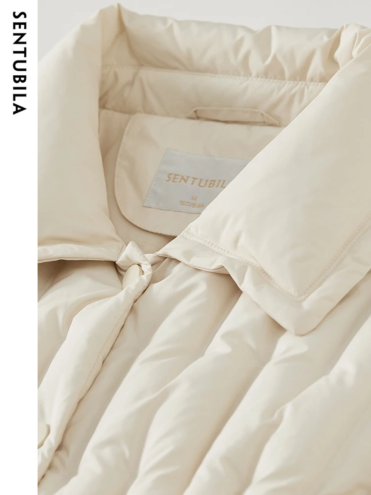 معاطف شتوية غير رسمية طويلة للنساء من SENTUBILA موضة 2025 معاطف نسائية متوسطة الطول برباط الخصر دافئة أنيقة W44Y58484X