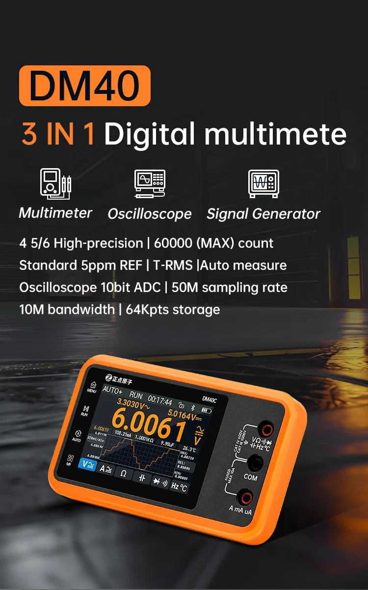 ALIENTEK DM40 Digitales Multimeter Oszilloskop Signalgenerator 3-in-1 50M Abtastrate Spannungs-Dioden-Handmessgerät für Kfz-Werkzeuge – Detail 1