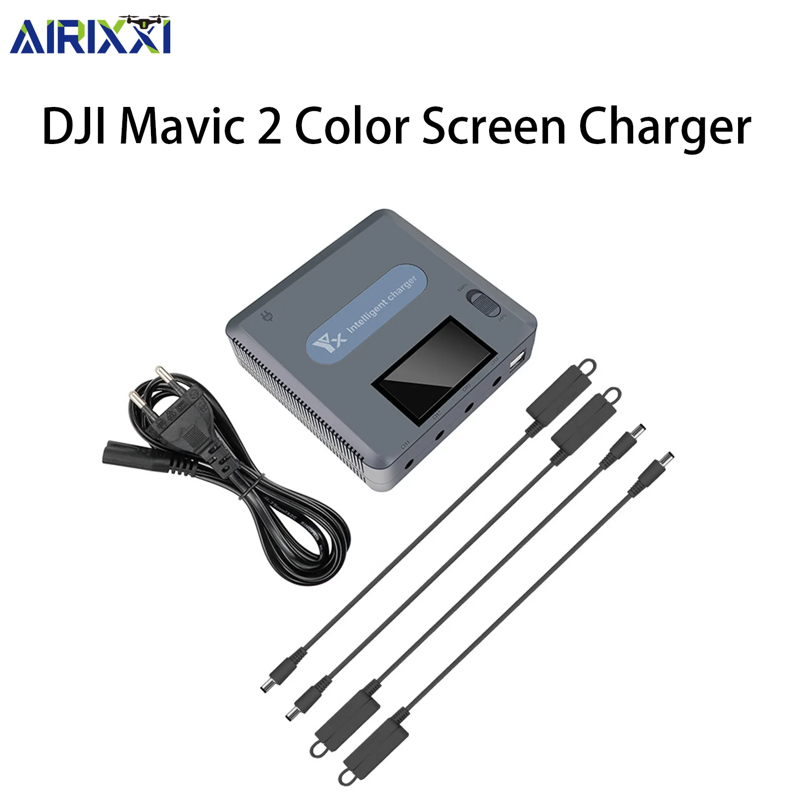 

AIRIXXI Color Screen Charger For DJI Mavic 2 4-Port Battery Hub AC 110-240V EU Plug With Storage Mode USB Output Fast Charging
