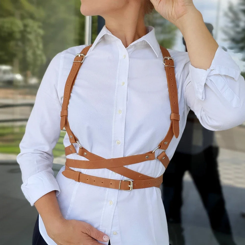 نساء موضة تسخير حزام ملابس داخلية نسائية من الجلد تسخير مشد الحمالات للنساء القوطية الوثن الملابس تسخير النساء الملحقات #2