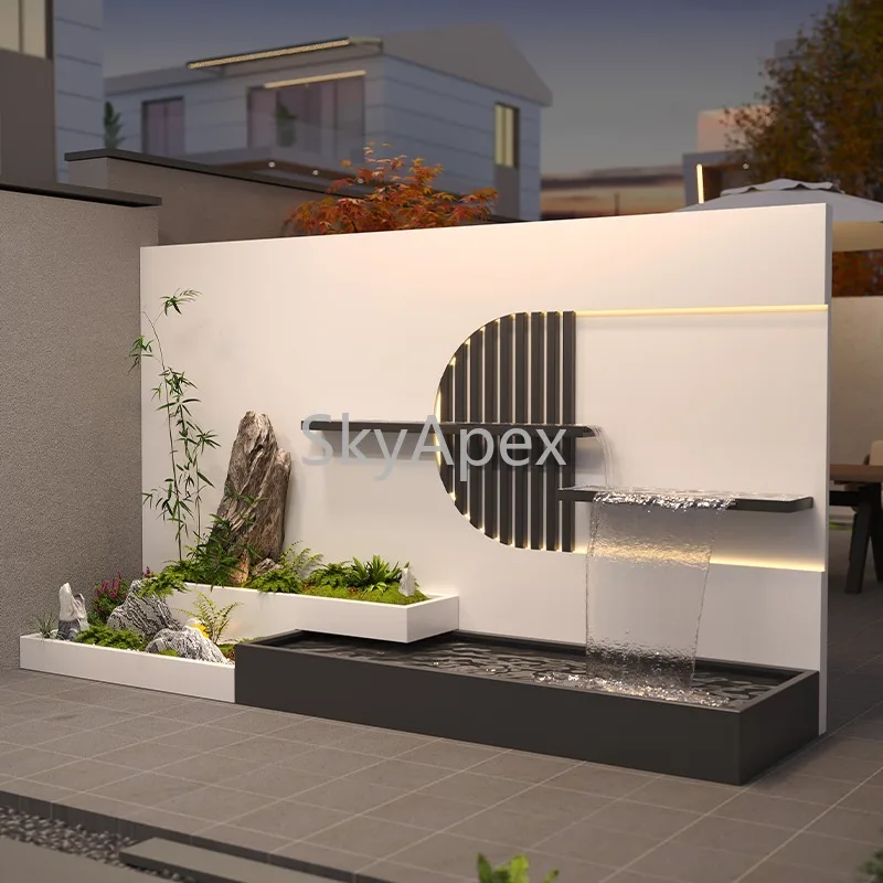 Tela de cortina de água de pátio de aço inoxidável-lago de peixes de metal combinado moderno durável à prova de ferrugem para design de paisagem de jardim