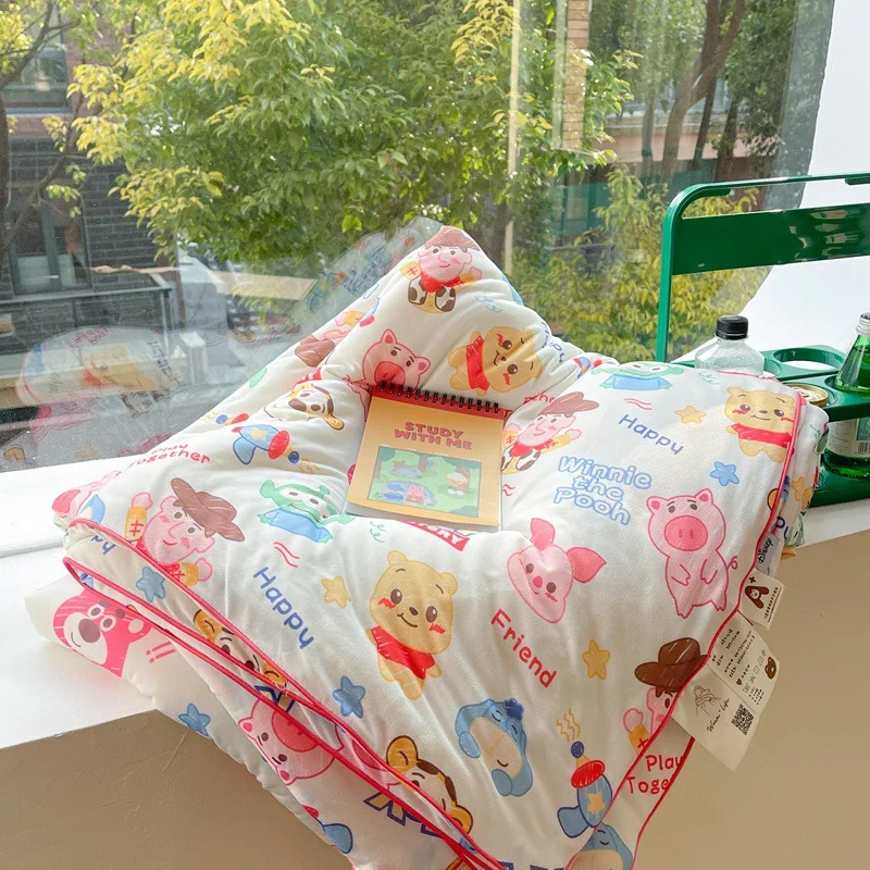 Disney Spring Summer Product Class A Milk Knitted Cotton Quilt Cute Mickey Lotso Pooh Bear Kids Adult Soft Air Conditioner Quilt