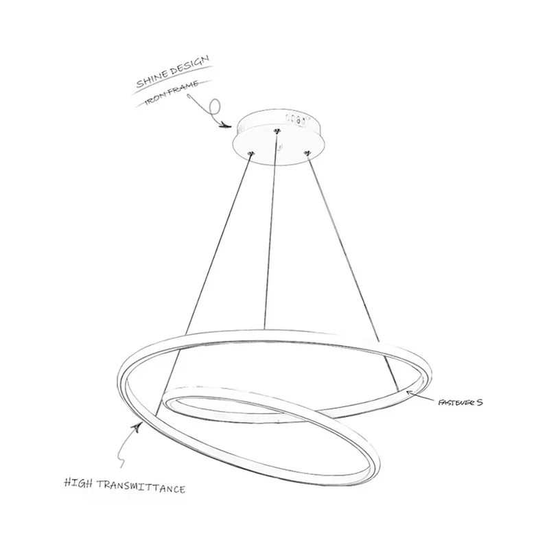 Imagem -05 - Moderno Led Pingente de Luz Círculo Sala Estar Iluminação 30 60cm Pendurado Luz Sala Estar Quarto Sala Estudo Decoração Casa Luminária