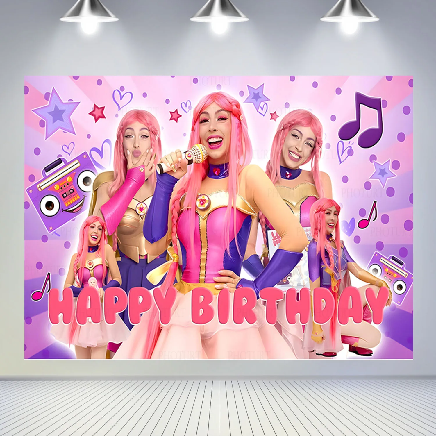 Luli pampín cumpleaños pano de fundo menina festa de aniversário decoração fundo rosa vinil poliéster fotografia estúdios adereços