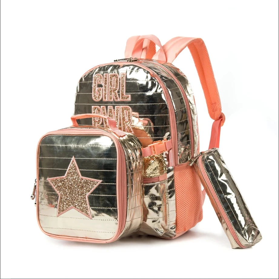 School Bags Backpacks for School Teenagers Girls Waterproof Spine Protection Schoolbag Sequined Detachable Lunch Bag Girls Bags