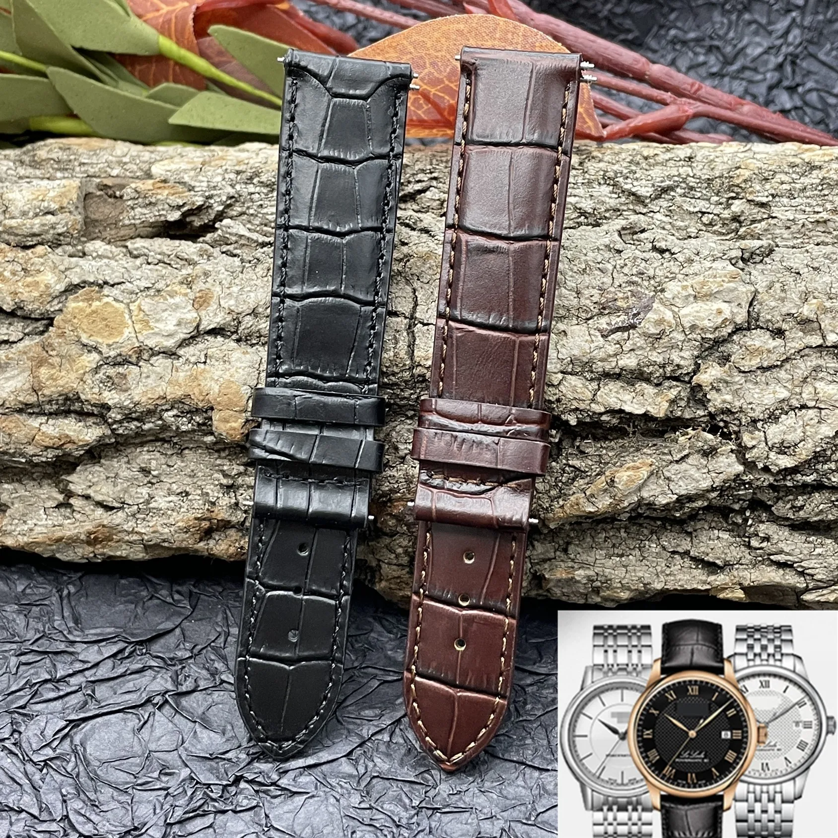 

19mm 20mm 21mm 22mm Genuine Leather Watch Band for Tissot T035 Lilock T063 T41 Curved End Handmade Watch Strap Butterfly Buckle