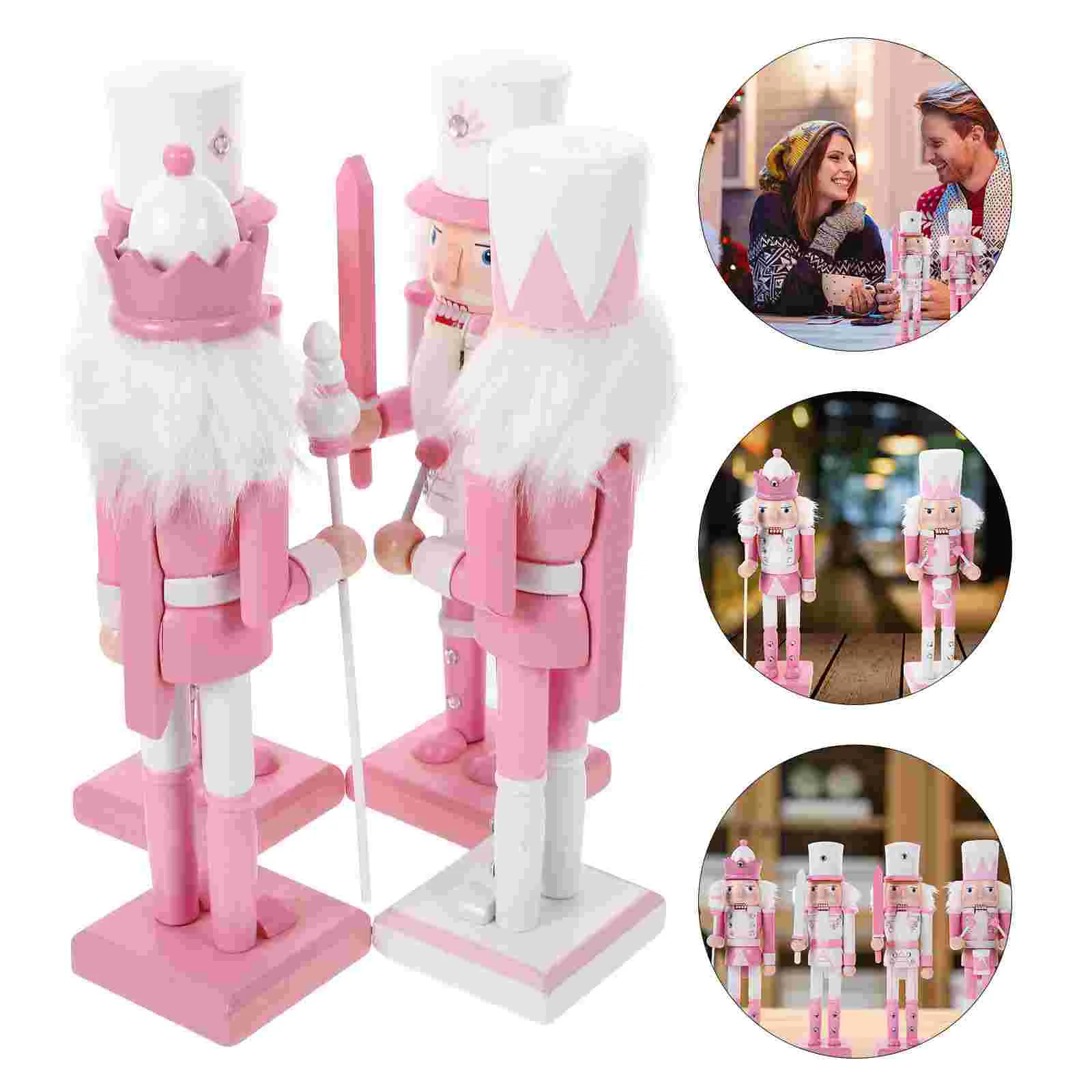 

Nutcracker Ornaments for Xmas Tree Christmas Pink Decor Wood Craft Outdoor Nutcrackers Toys