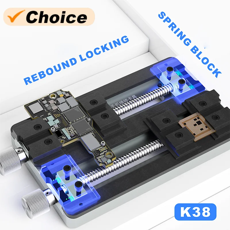 

MIJING K38 Biaxial Spring Fixture V Groove Design Rebound Locking for Phone Motherboard PCB Repair and Maintenance