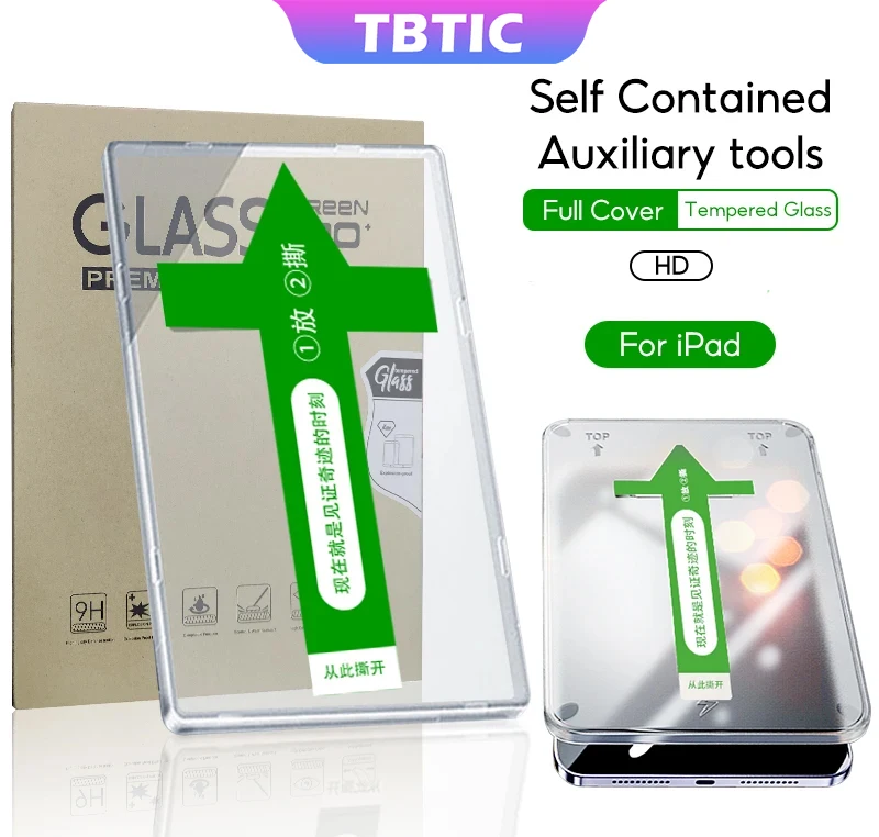 

TBTIC Установка одним щелчком мыши Защитная пленка для экрана для IPad Air 5 4 10,9 Pro 11 10,9 9,9 9-го 8, 10,2 7-го 6-го поколения 9,7 закаленное стекло