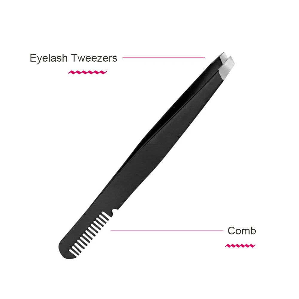 Pince à épiler antistatique pour Extension de cils, avec brosse à sourcils, en acier inoxydable, maquillage de beauté, personnalisé avec votre Logo, 1 pièce