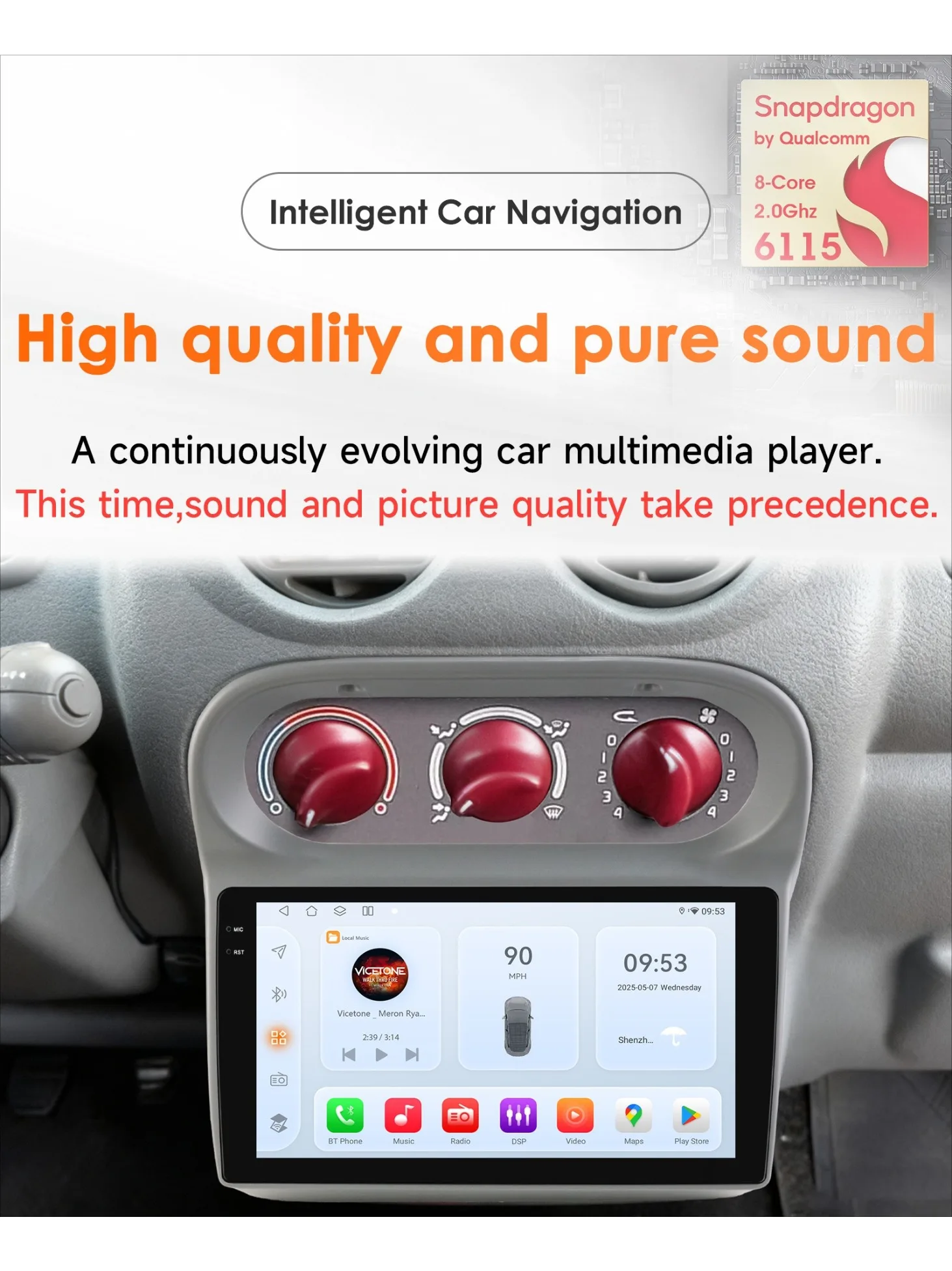 Android Auto Multimedia Speler voor Renault Twingo 2005-2013 Draadloze Carplay Auto 360cam 8 core Intelligente GPS Door Snapdragon 6115 - afbeelding 2