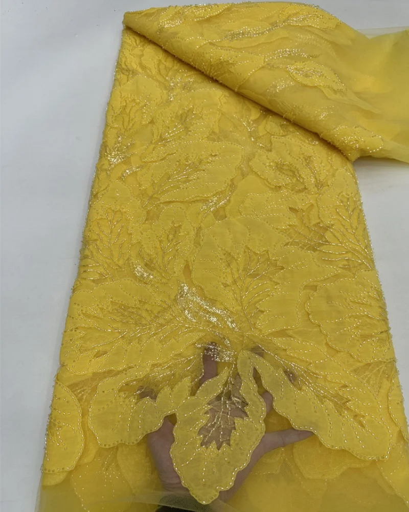 Africa Nigerian Beaded French Mesh Lace With Sequins High Quality 2025 Embroidery Lace Sequins Lace For Wedding Dresses Women