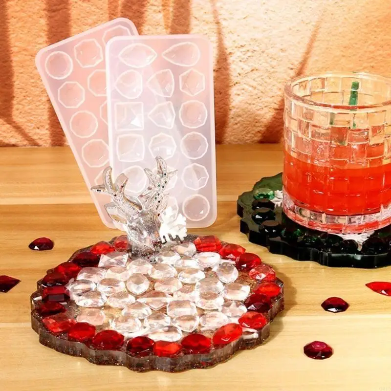Cabochon Gem Jewelry Silicone Mold Square Heart Round Shapes Resin Epoxy Pendant Molds Earring DIY Craft Nail Arts Tool