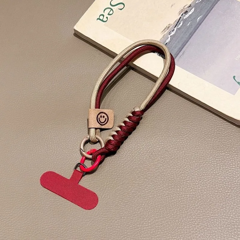 للنمط البريطاني اللون التباين المنسوجة الهاتف المحمول الحبل قصيرة المحمولة محب المفاتيح المعصم حبل دمية حقيبة قلادة