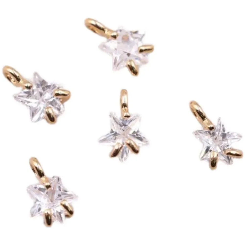 Copper plated gold mini single star Zircon metal pendant Pendant DIY accessories