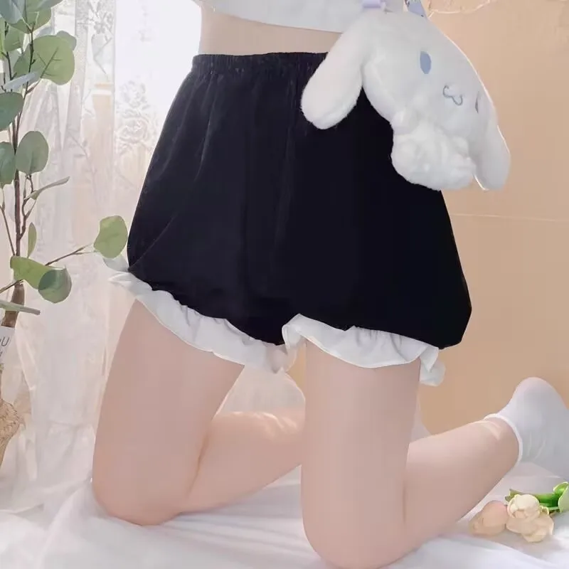 Legging Lolita Chic Manis Celana Dalam Melar Ruffle Renda Gotik Wanita Celana Pendek Lucu Legging JK Kawaii Feminin