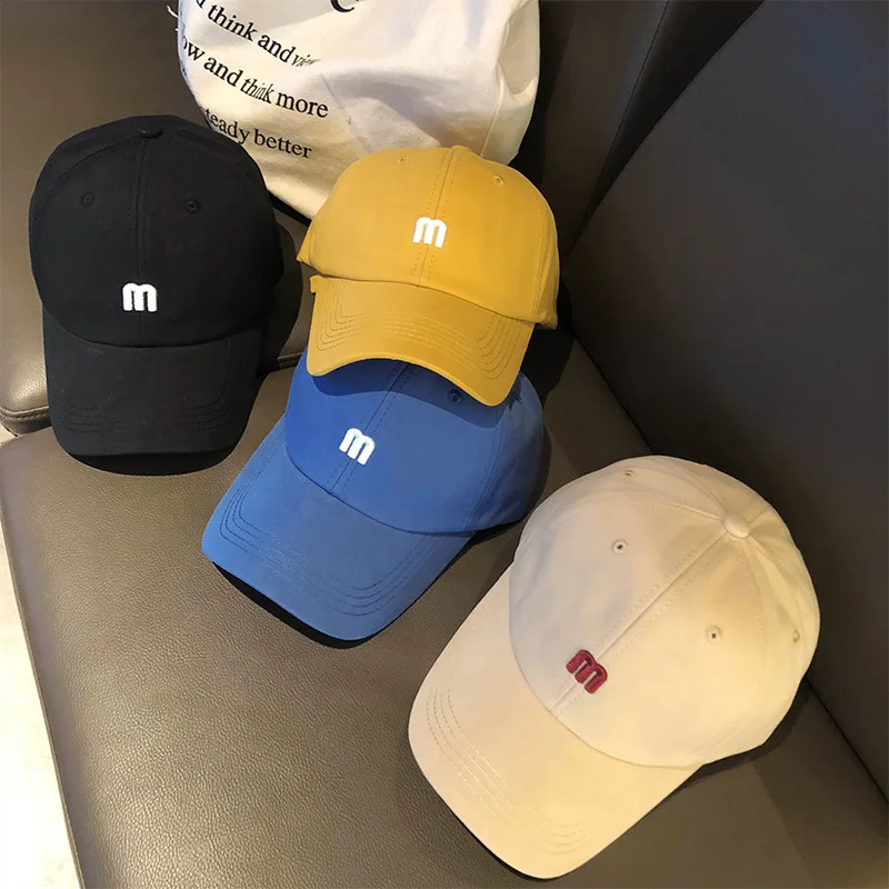 M Embroidery Baseball Cap Solid Color Casual Hats Lightweight Adjustable Sun Hat For Women Men