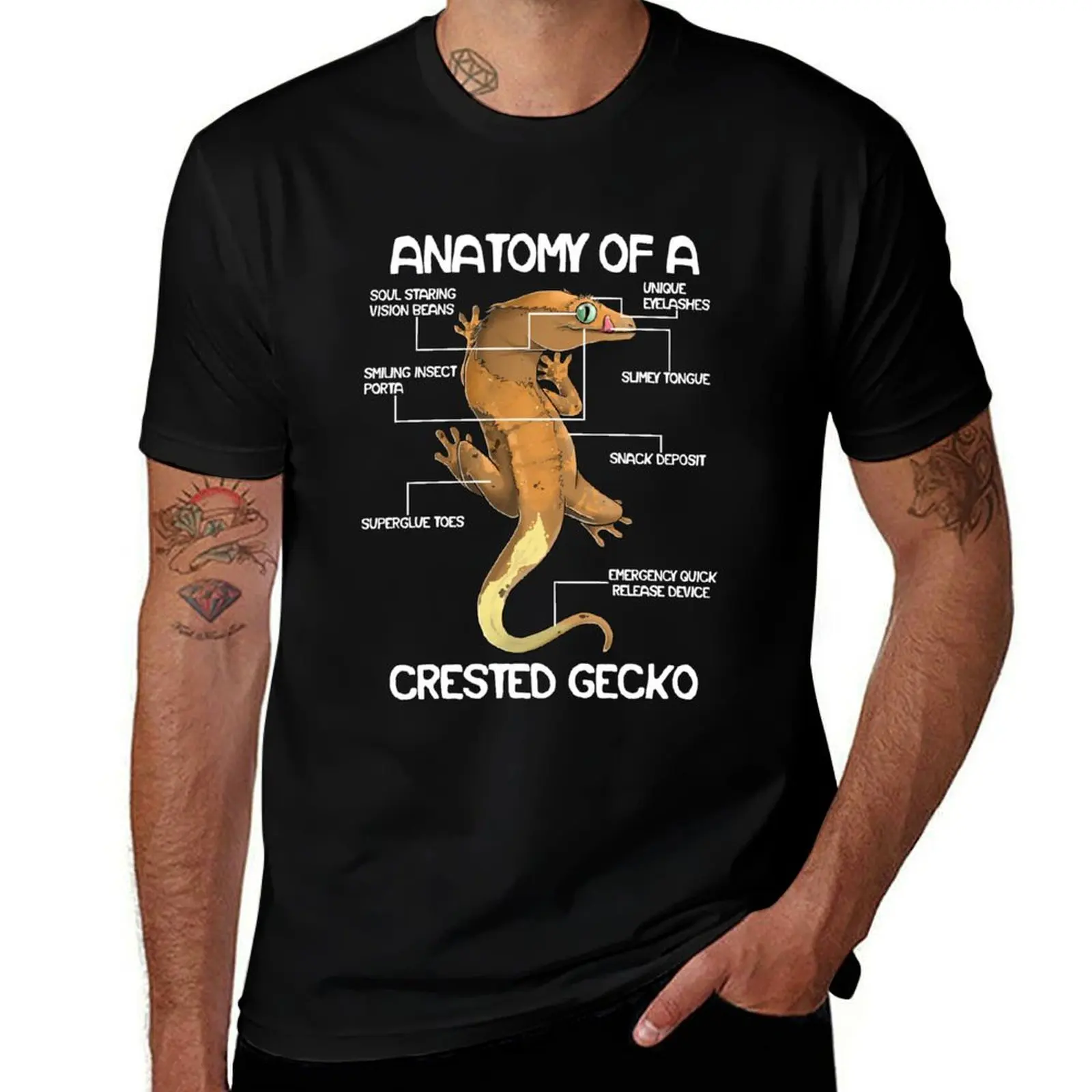 

Anatomy Of A Crested Gecko Eyelash Lizard Herpetologist NL T-Shirt plus size clothes baggy shirts t shirts for men cotton