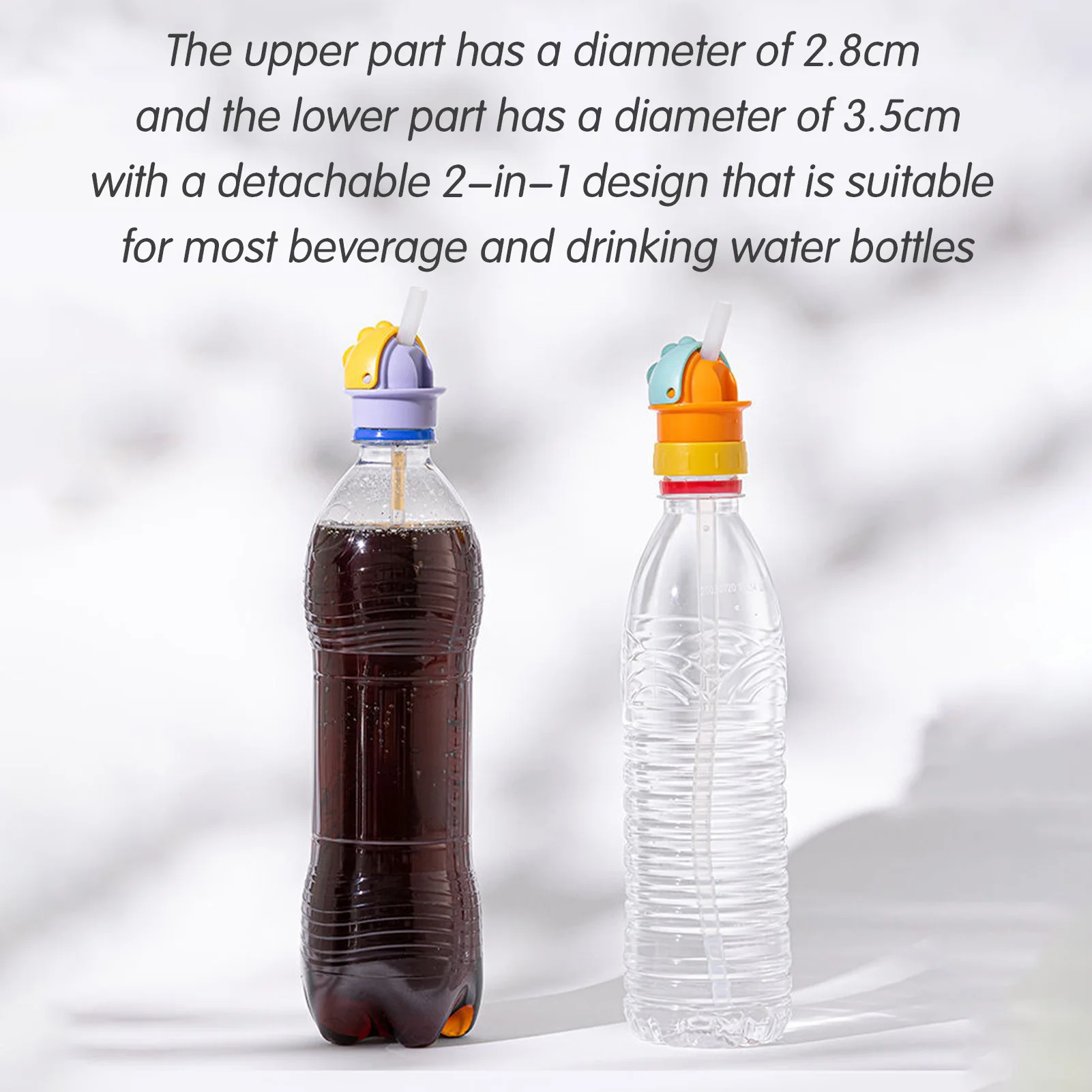 Kids Drink Cap With Straw Universal Detachable 2 Sizes Calibers 2.8cm/3.5cm Student School Water Bottle Straw Lid Adapter