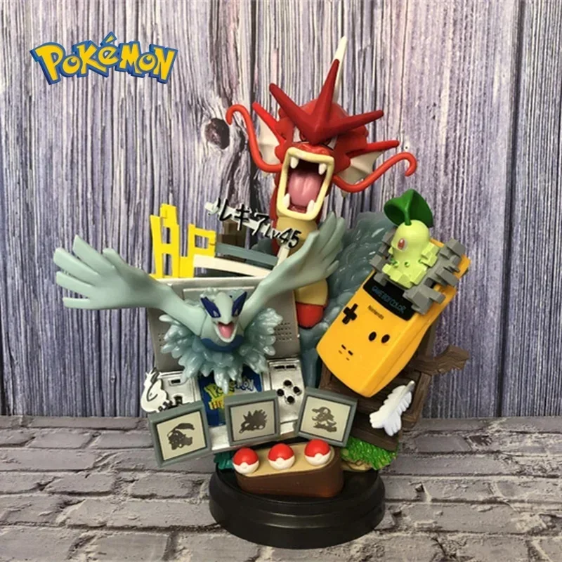 Hot 20cm Pokemon Anime Gyarados Ho Oh Celebi Chikorita Lugia Gameboy Pvc Model Statue Figure Toys Collectable Decorate Kids Gift