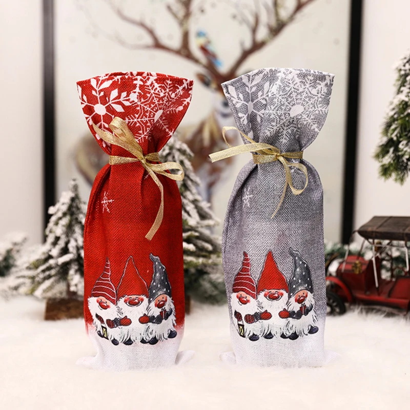 1PC Santa Claus Christmas Wine Bottle Cover Merry Christmas Decor For Home Xmas Ornaments Gifts New Years Decor