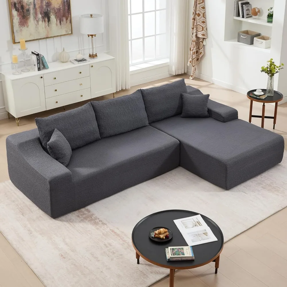 

108 Cloud Sectional Couches with Right Chaise, L-Shaped Modular Sectional Sofa with Deep Seat, 3-Seat Boneless Sofa with Removab