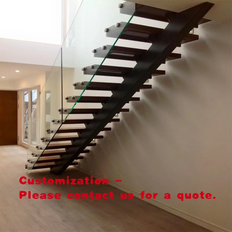 custom.Indoor U-shaped Solid Wood Straight Staircase Designs