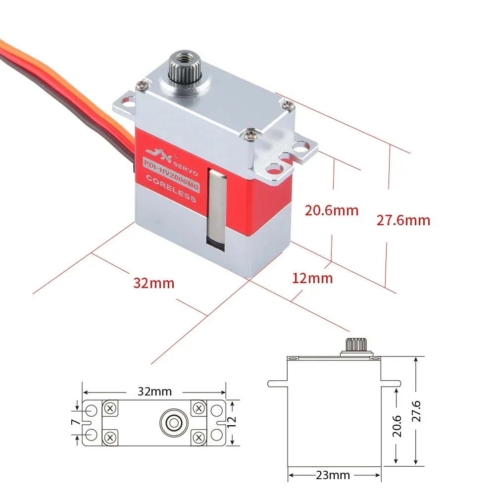 JX Servo PDI-HV2006MG 6,2 kg Metal Gear Full CNC Coreless HV Digital Servo do szybowca RC 500 Class Heli Tail i Swashplate