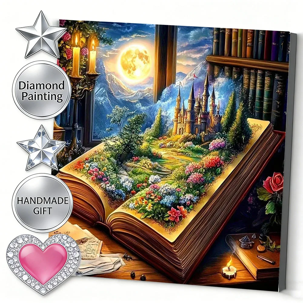 AZQSD Diamond Mosaic Book Castle Nature Landscape Diamond Painting 5D Picture Of Rhinestones Full Drill Home Decor Items