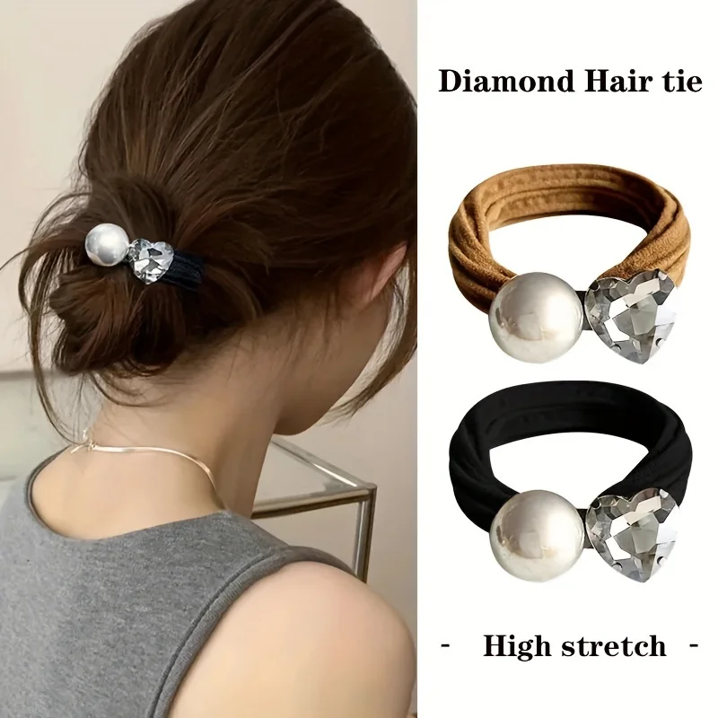 2 pezzi nuovo coreano strass cristallo lucido fascia per capelli in gomma cravatte per capelli donna ragazza donna moda accessori per capelli regalo