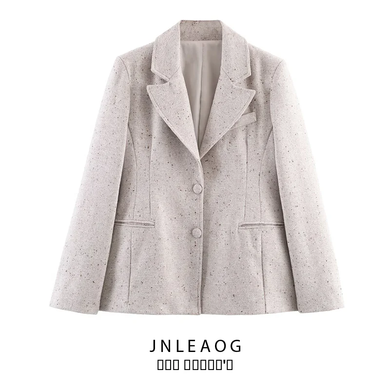 

JNLEAOG Осенний новый женский модный короткий пиджак-костюм с юбкой, приталенный, универсальный дизайн, с длинным рукавом, деловой стиль, полиэстер