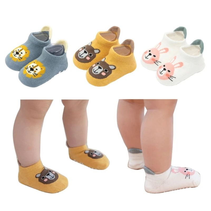 

Baby Socks NonSlip Rubber Soles Socks Breathable Cartoon Cotton Socks FirstWalkers Shoes Infant Spring Walking Socks