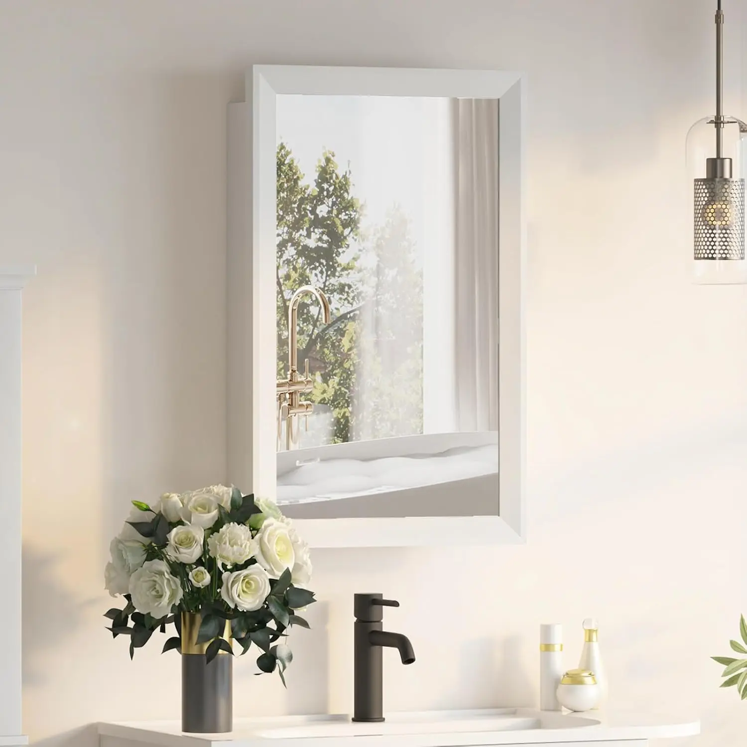 Medicine Cabinet Mirror,Bathroom Mirror With Storage,Bathroom Medicine Cabinets With Mirror Surface Mount,Wooden Mirror