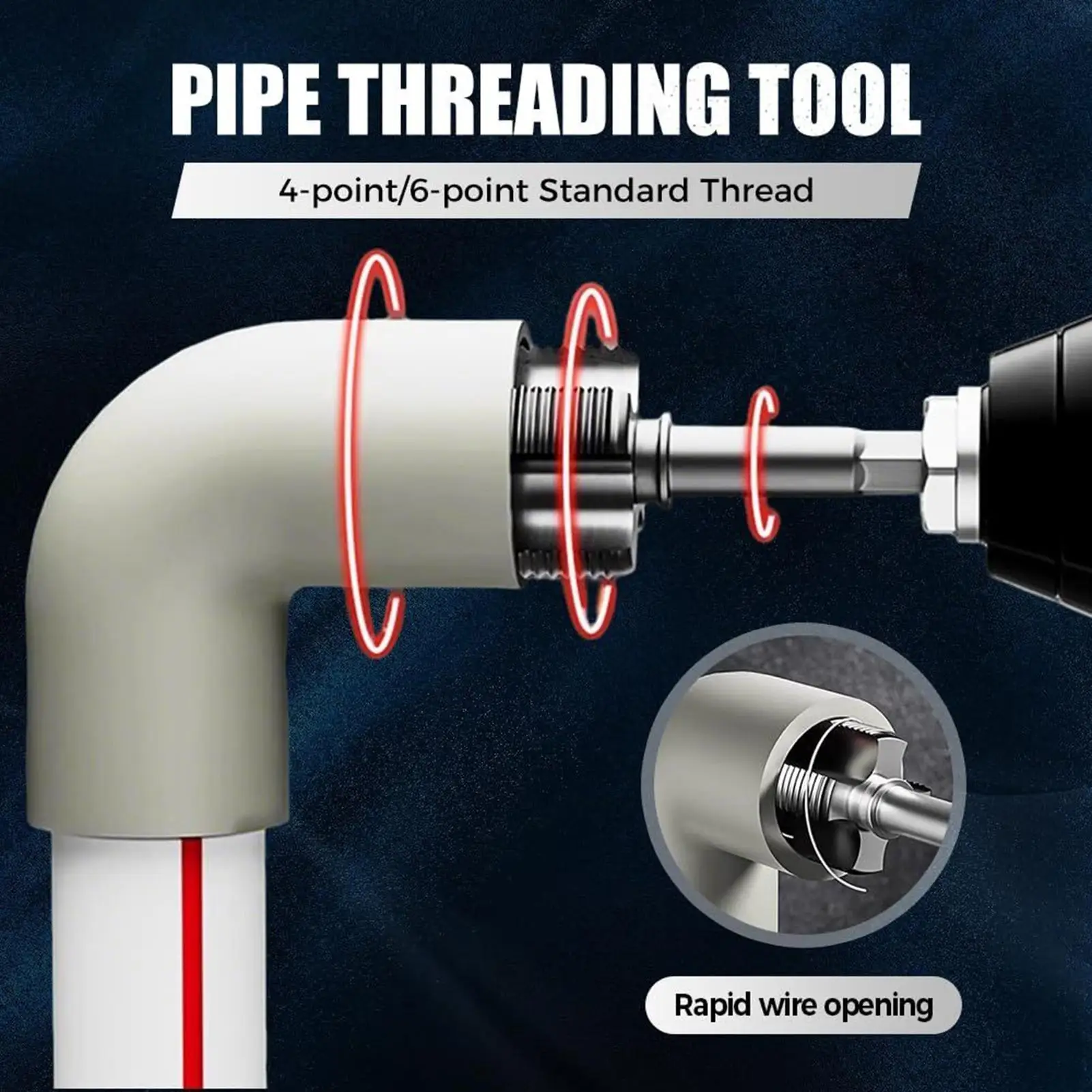 

PVC Threading Tool Water Pipe Threader Wear Resistant Integrated Internal External Cutter For Professional Electric Drill Home