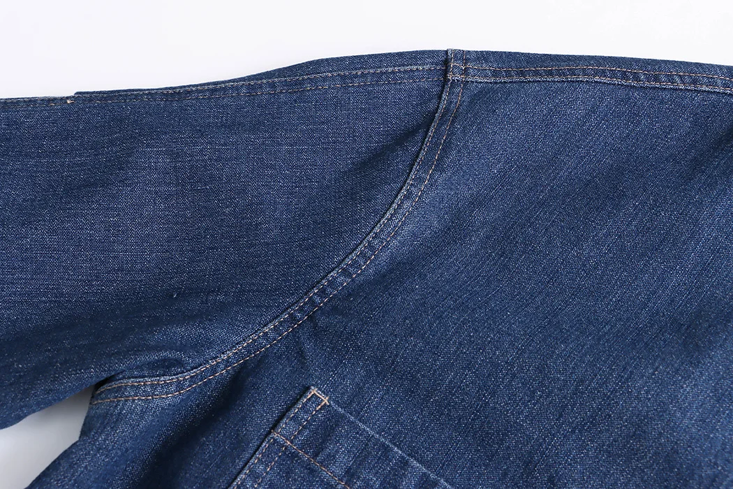 Women Denim Short Coats Solid Jackets Stand Collar Double Zipper Long Sleeves Loose Fit Office Lady Casual 2025 Spring Autumn