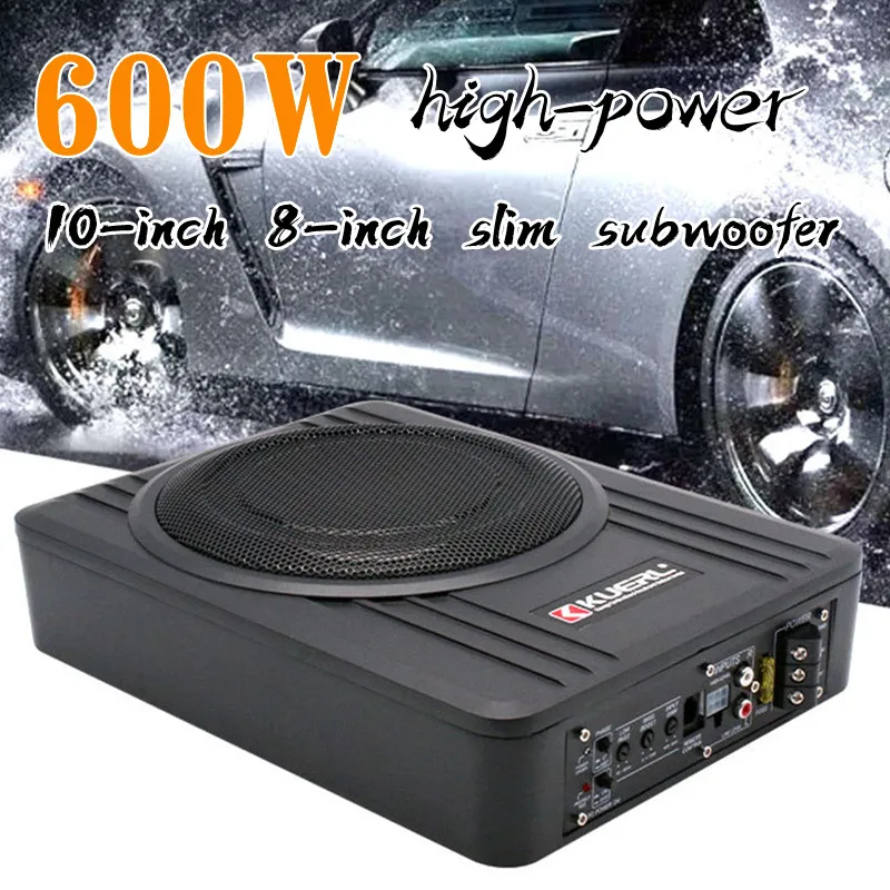 8/10 Inch Subwoofer Car Audio 12V600W High-power Aluminum Alloy Car Speaker Under Seat Woofer Modification Ultra-thin Subwoofer