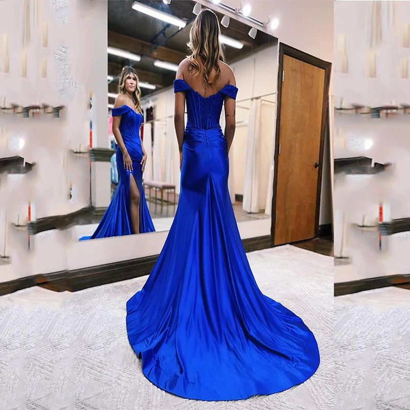 Jirocum vestido de noche Formal con hombros descubiertos para mujer, vestidos de fiesta de cena brillantes, vestidos de cóctel sexys sin espalda