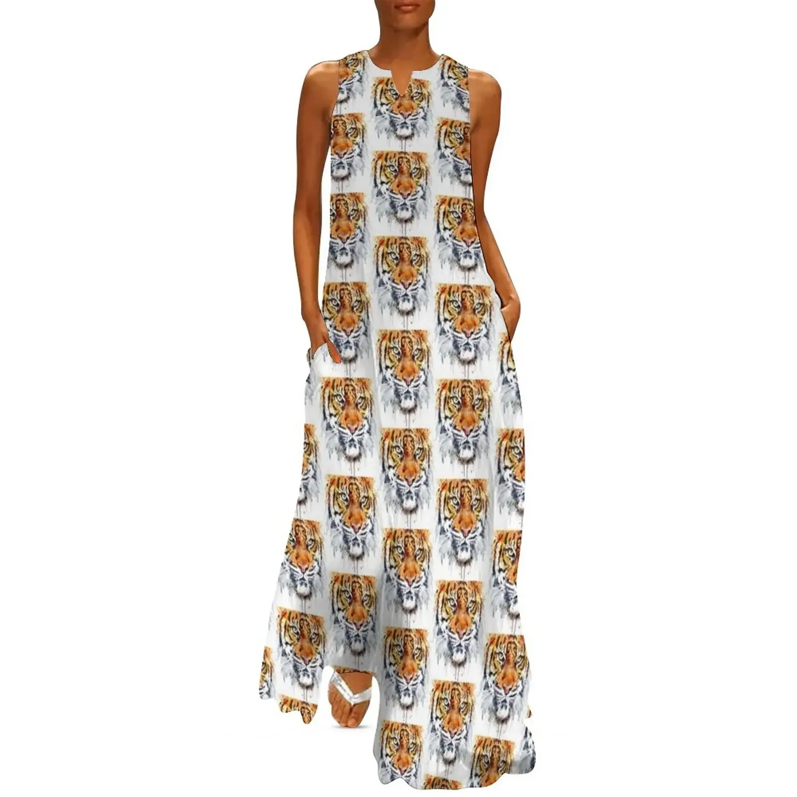 

Tiger Stare Close Up Long Dress Long dress women's evening dress 2025 Cocktail of dresses summer woman 2025 trendy