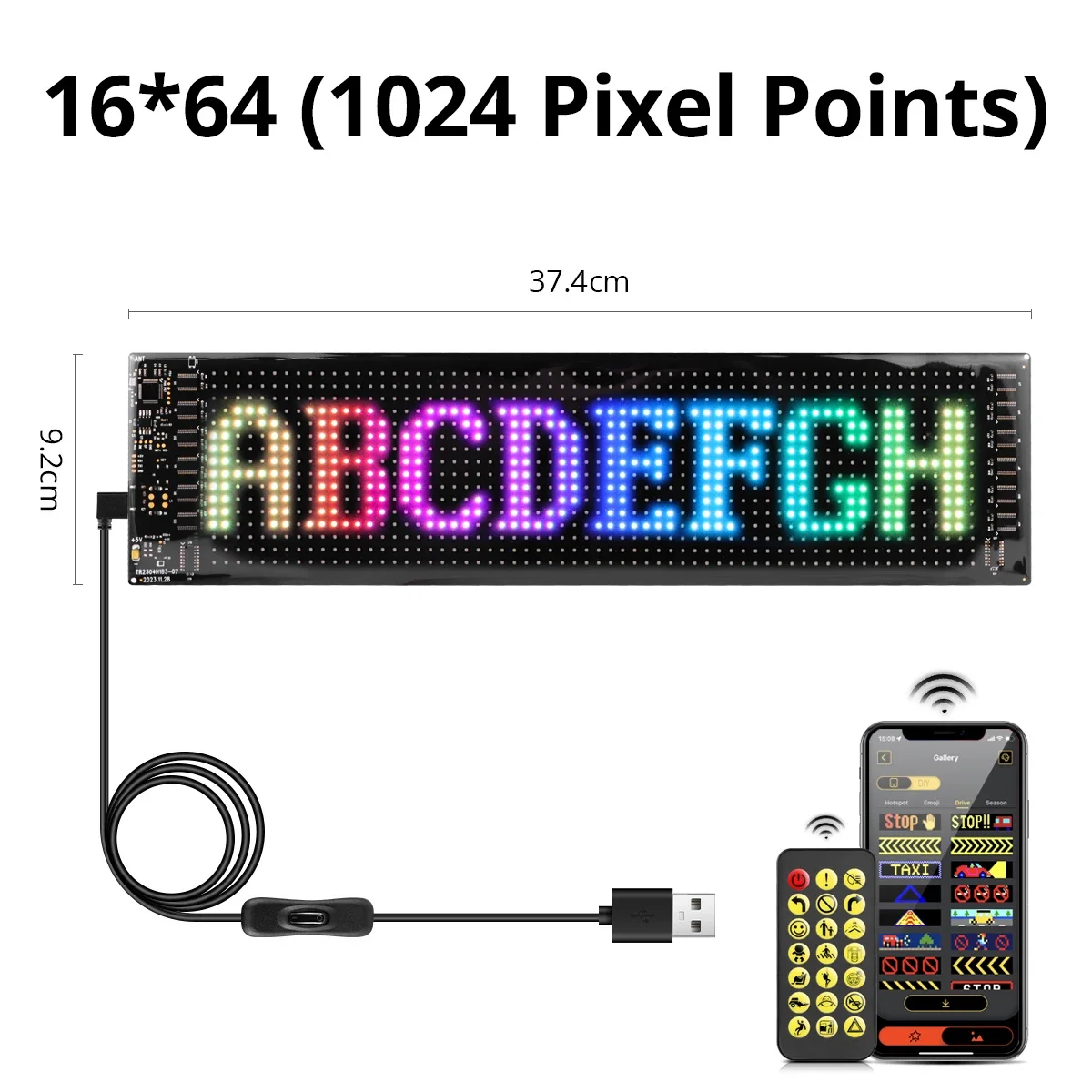 LED-Matrix-Pixel-Panel Werbeleuchte Flexibles RGB-Muster Lauftext-Anzeige Auto- und Laden-Erinnerungsleuchte Festival-Überraschungswerkzeug