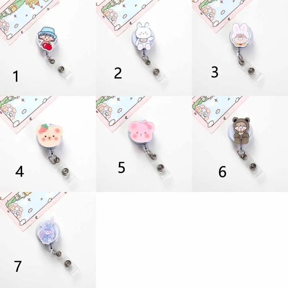 1Pcs Cartoon Retractable Badge Reel Clips Lovely ID Name Card Holder Creative Keychains New Transparent Badge Reel Clips
