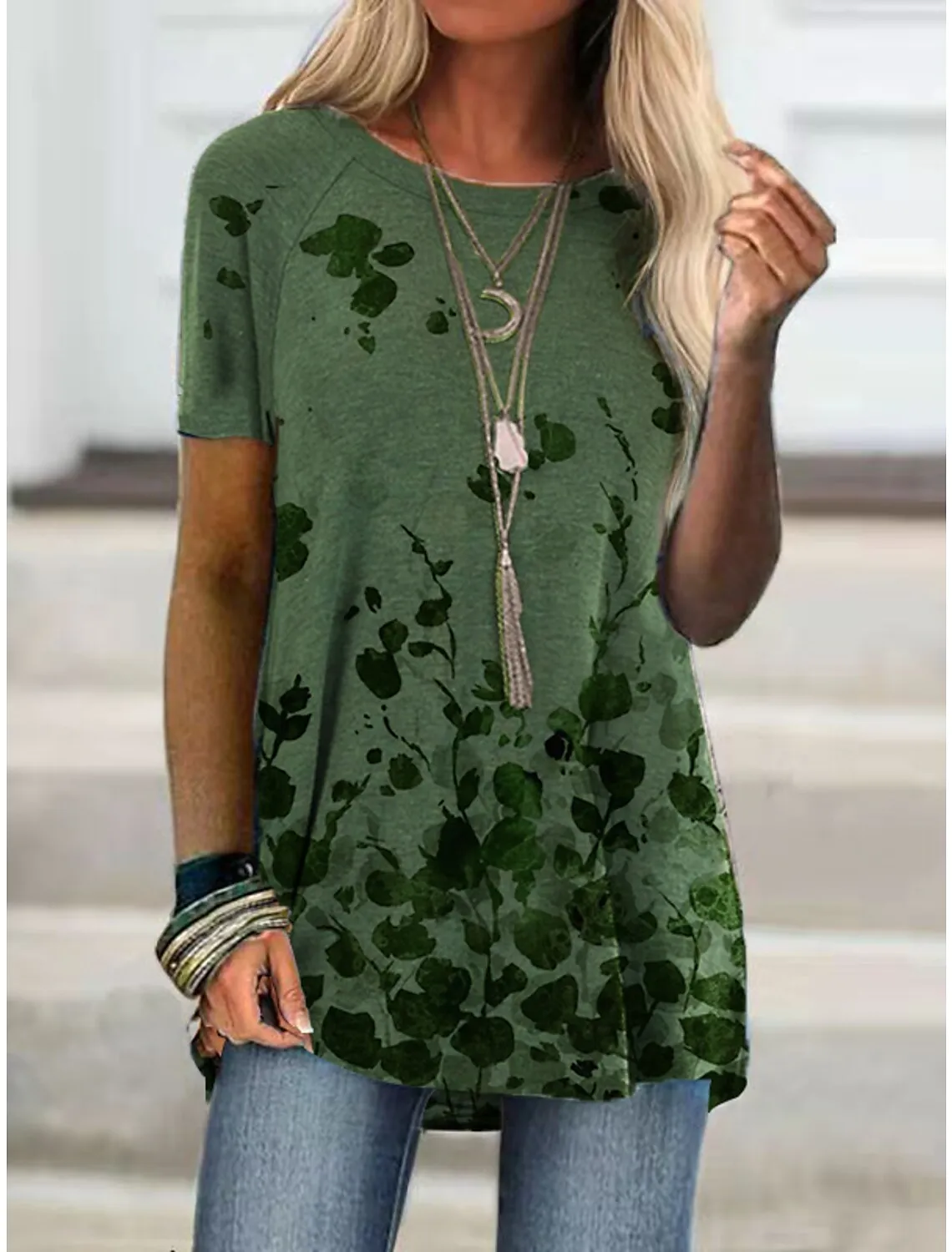 2023 New cross-border  Women's T shirt plants daily T shirt Short Sleeve Print Round Neck Basic essential3D Print S-5XL