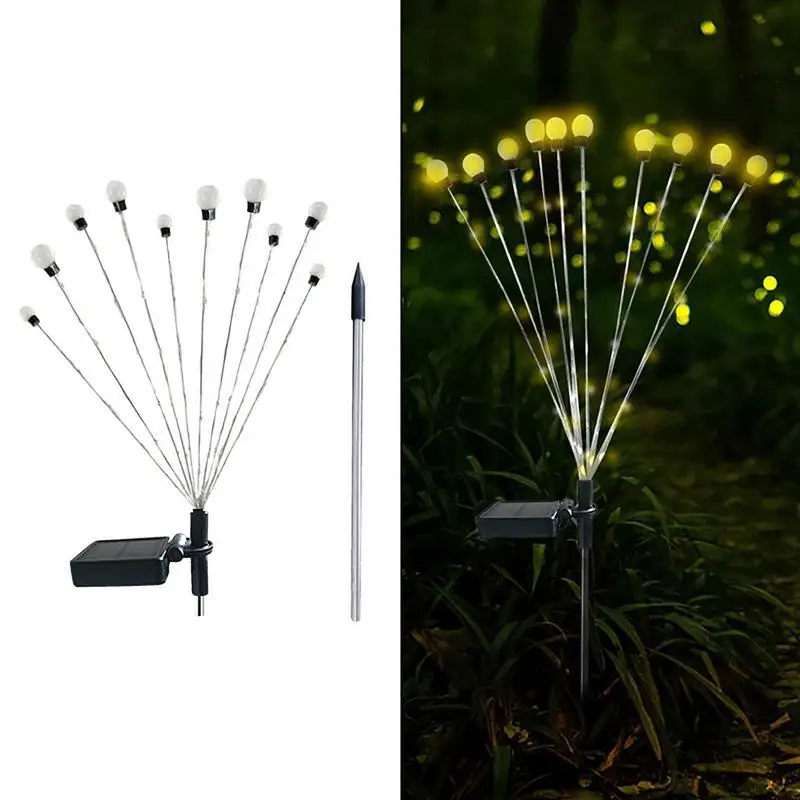 Solar Powered Firefly Lights 10 LED Solar String Lights Sway By Wind Waterproof Solar Decorative Lights Solar Outdoor Lights For