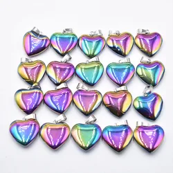 Love Heart Stone Pendants 20mm Wholesale 20/lot Charms Natural Stone colorful For DIY Jewelry Making Women Gift free shipping