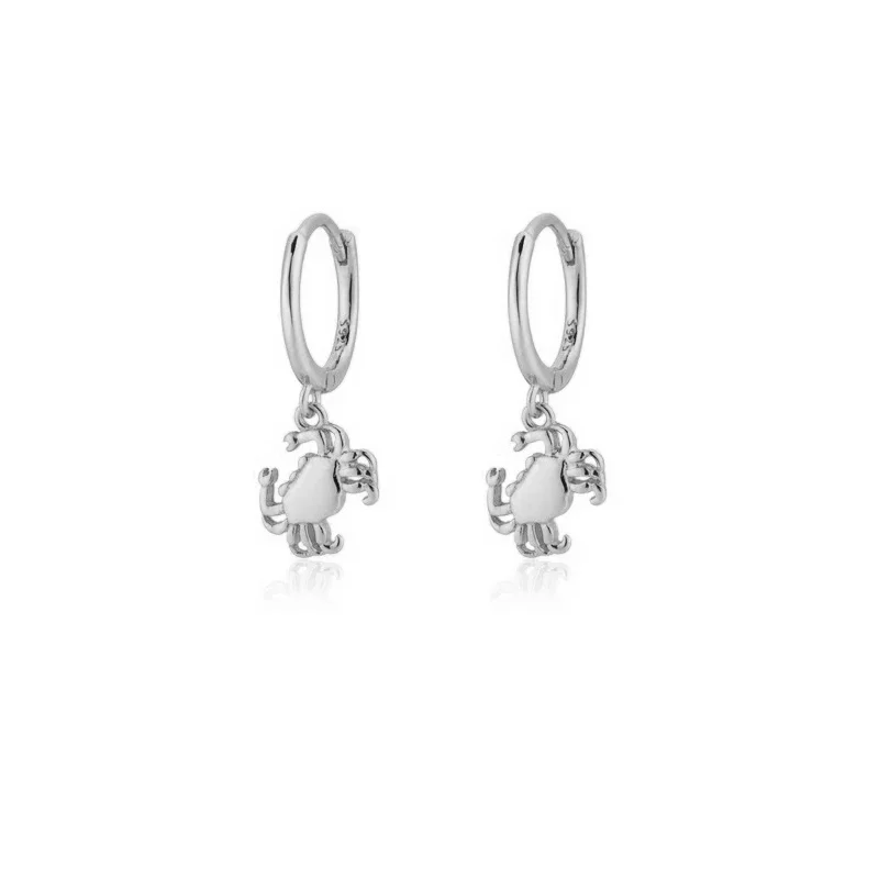 Gold Silver Color Small Animal Glossy Crab Dangle Drop Earring  for Women Charm Piercing Pendiente Jewelry