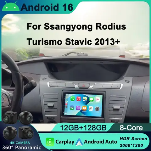 7 inch Android 16 For Ssangyong Rodius Turismo Stavic 2013+ Car Radio WIFI Video Player DSP CarPlay Auto GPS Navigation HU