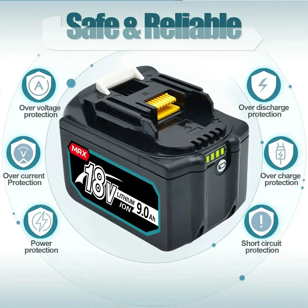 

For Makita BL1850,BL1860B Power Tools Battery,Original Makita 18V Rechargeable Battery 6/9Ah Lithium Ion Cell With indicator